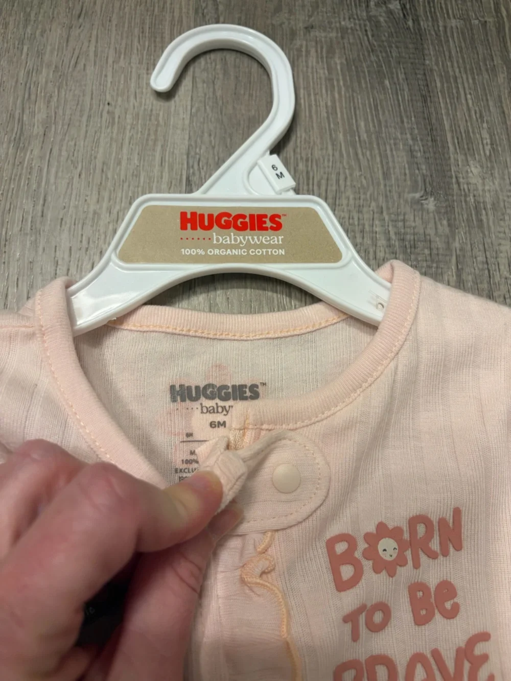 Baby Girl's Huggies Pink Ribbed Footed One-Piece Pajamas- Size 6M- NWT‎